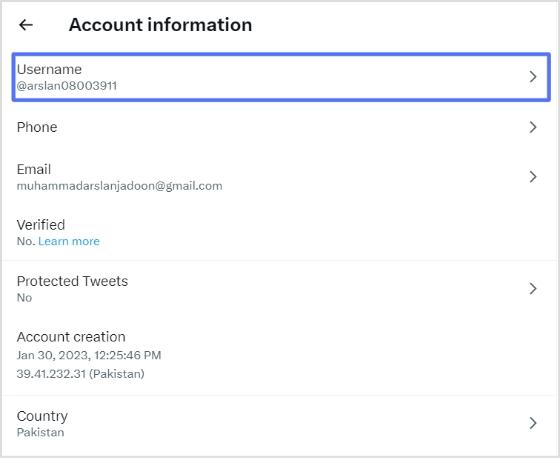 click username