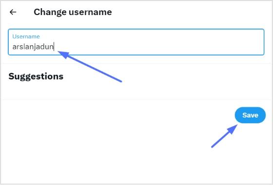 type username and save
