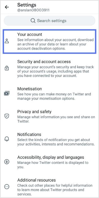 your account
