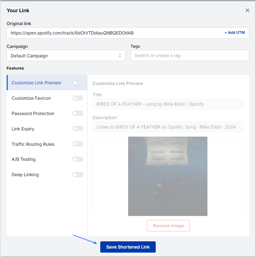 Save shortened Spotify Link - replug.io