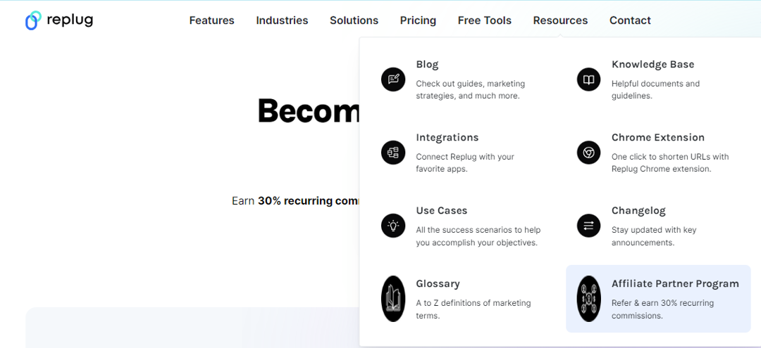 Resources section affiliate program