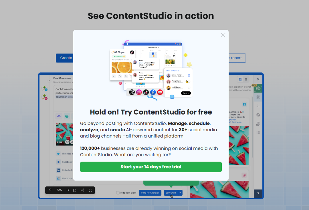 Best exit Intent Popup Example - ContentStudio