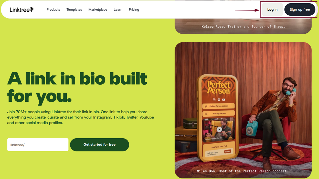 Log in to Linktree