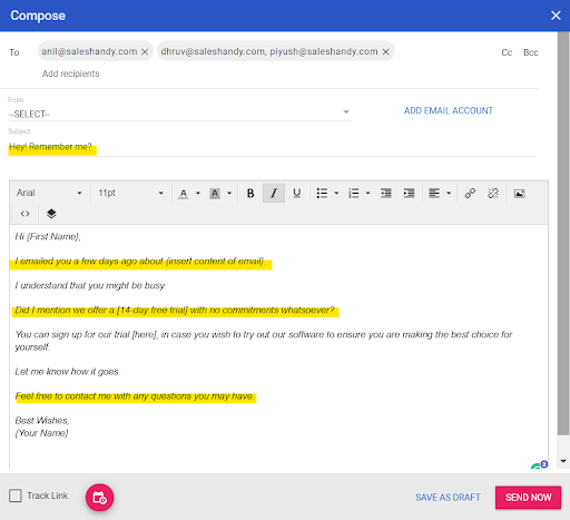 follow up cold email