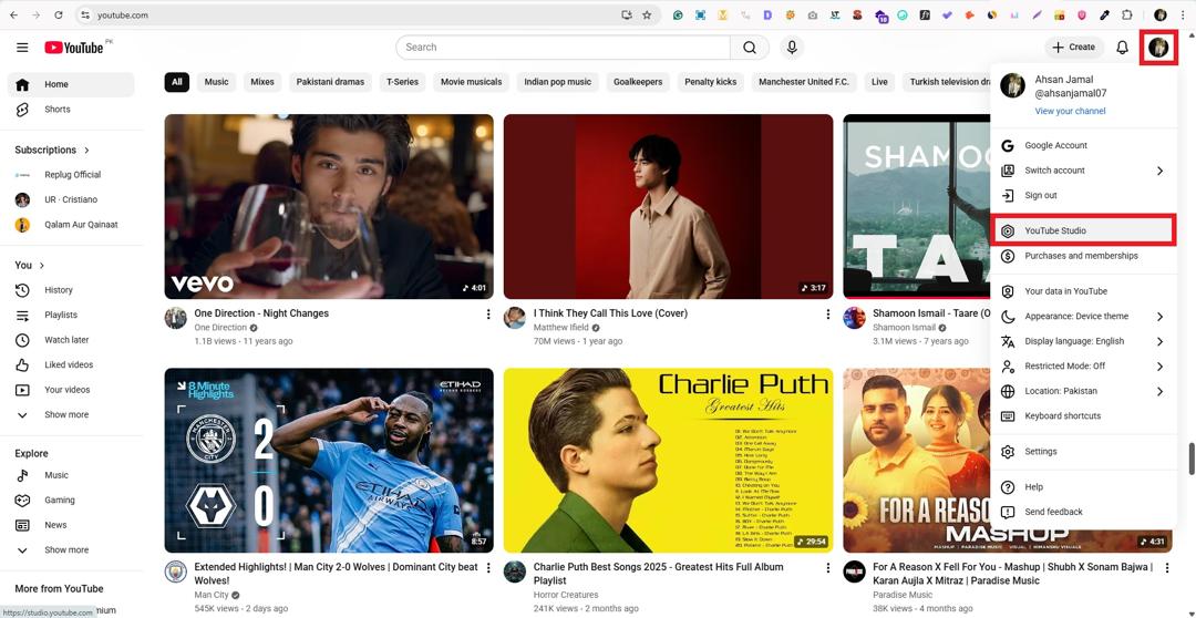 YouTube Studio on desktop
