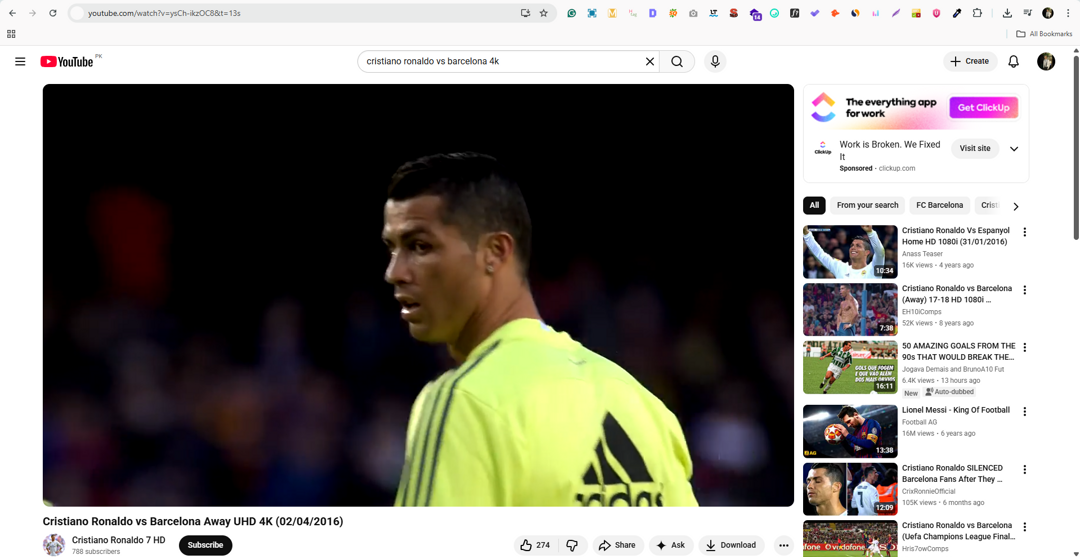 Find and play a video on YouTube web app