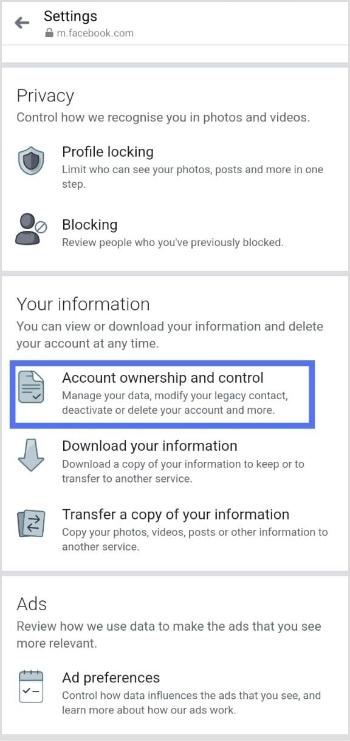 account ownership and control