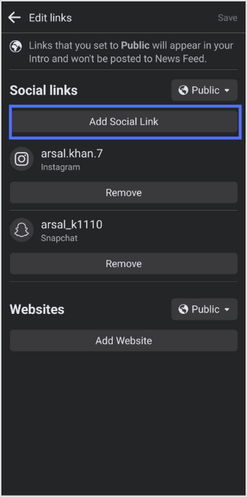 add social link