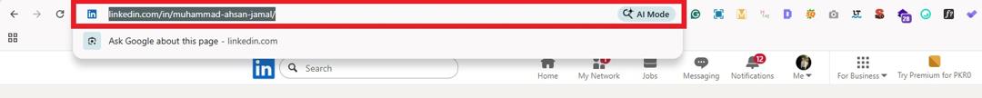 Highlighted LinkedIn profile URL on PC