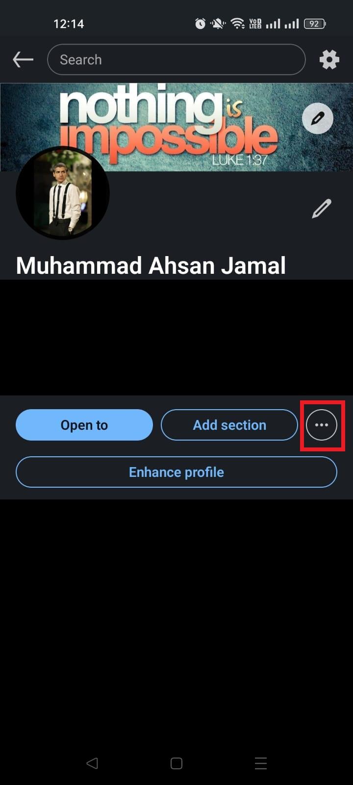 LinkedIn More (⋯) option on smartphone