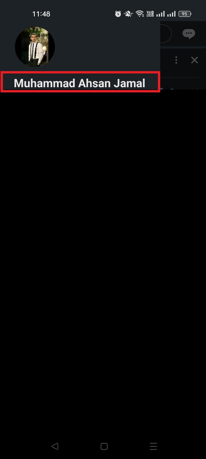 LinkedIn profile name on mobile