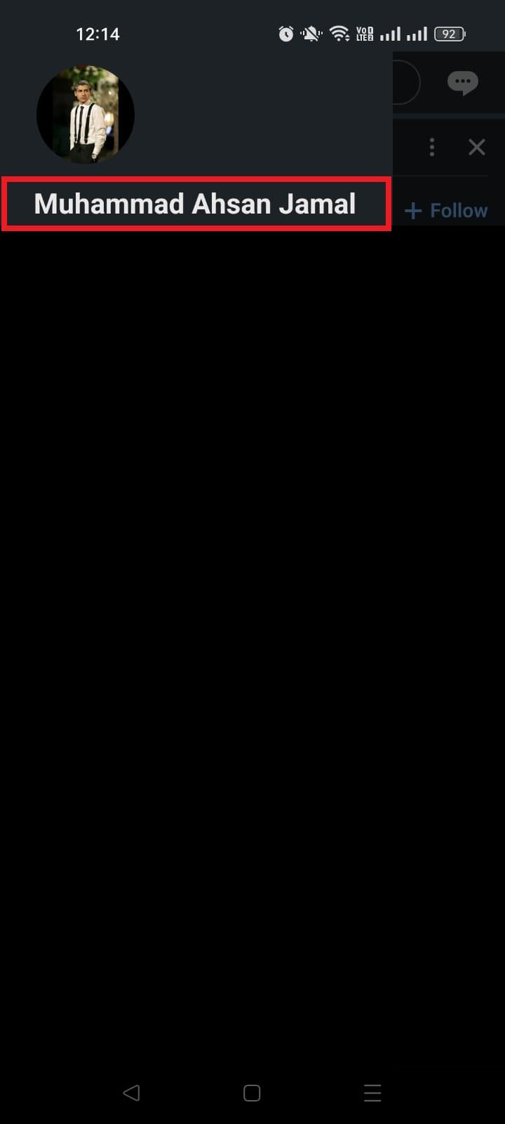 LinkedIn profile name on smartphone