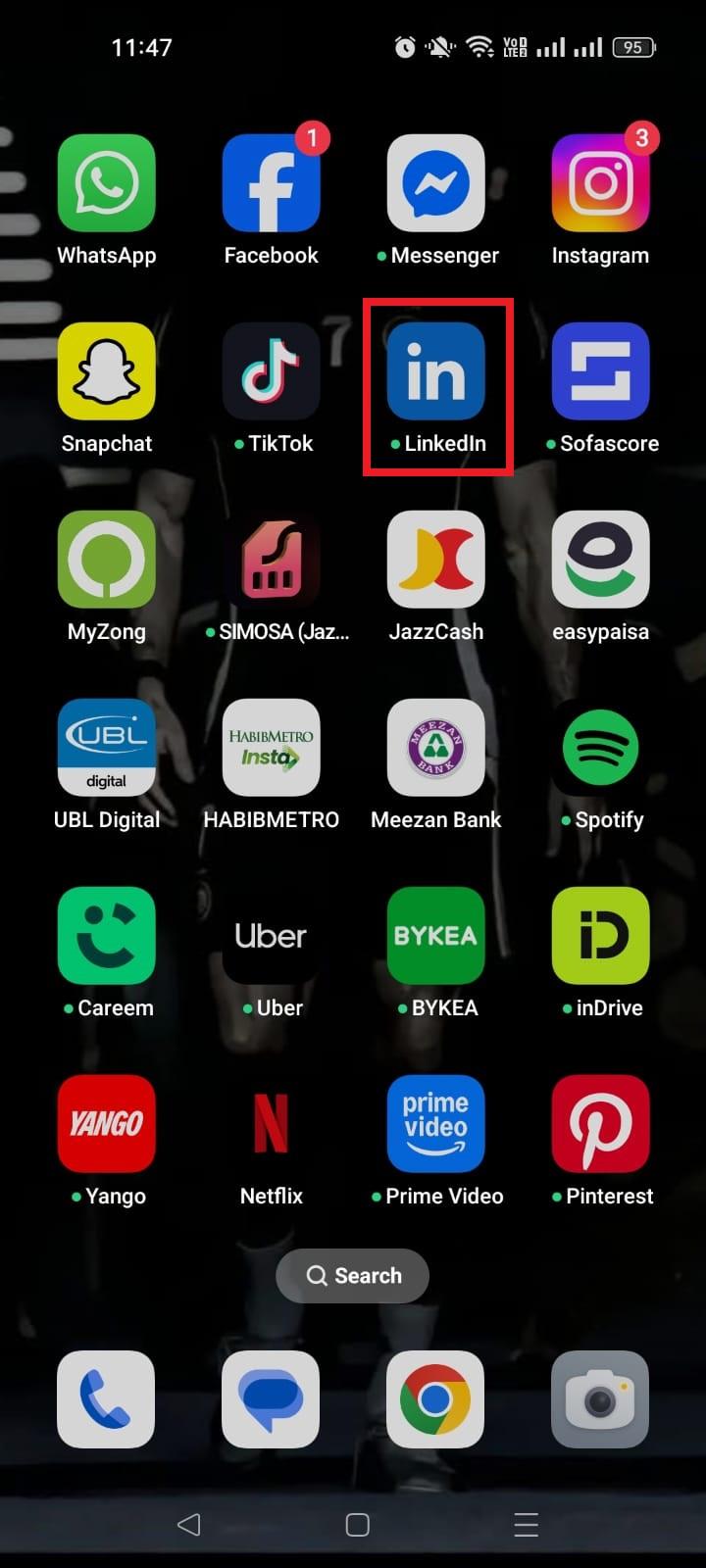 Open the LinkedIn app on mobile