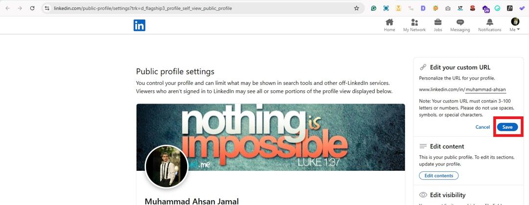 Personalize the URL for your LinkedIn profile on PC & save it