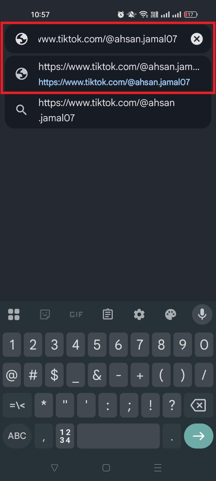 TikTok profile URL