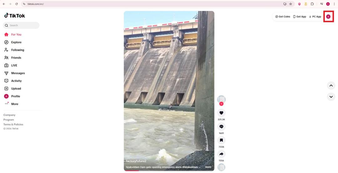 TikTok profile picture on web