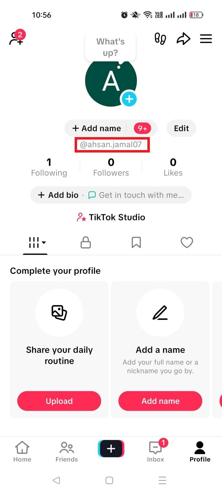 TikTok username