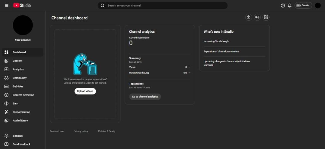 YouTube Studio web app