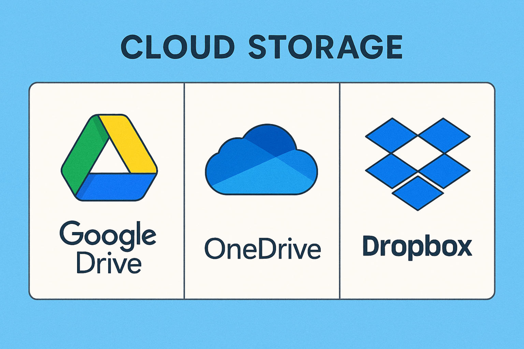 Cloud storage (Google Drive, One Drive, Dropbox)