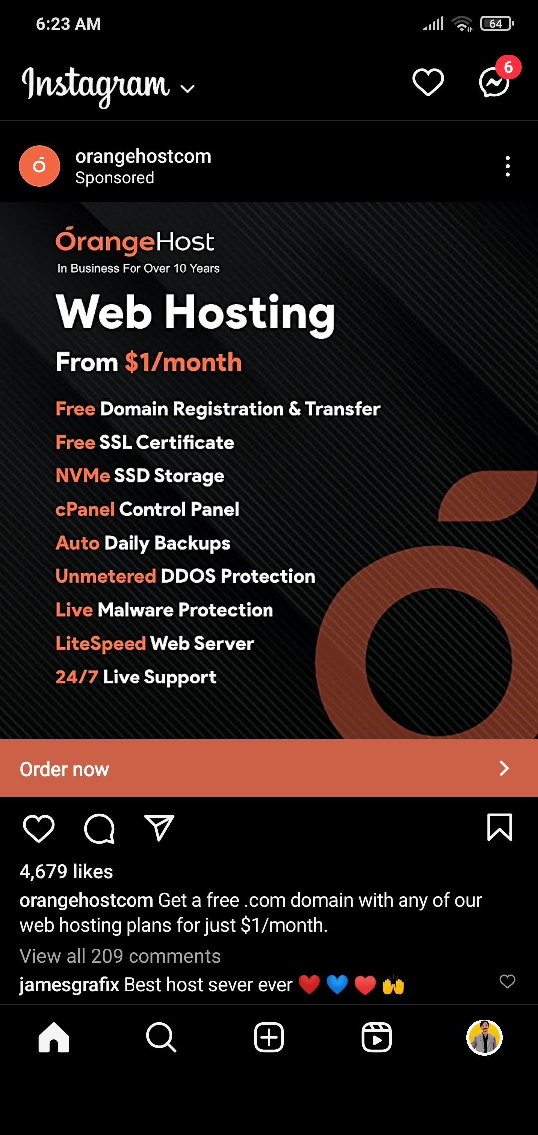 Orange host- Instagram Retargeting