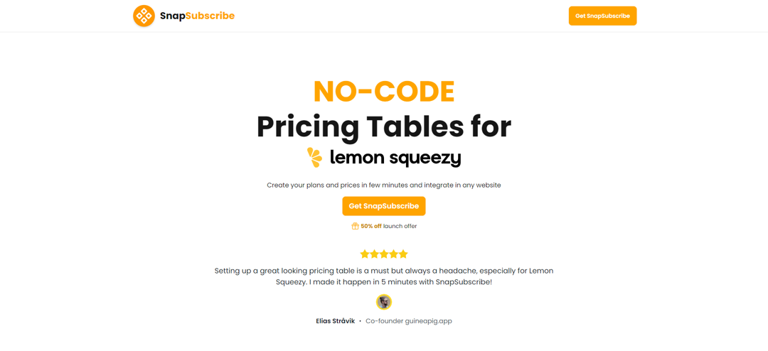 High converting landing page example of SnapSubscribe