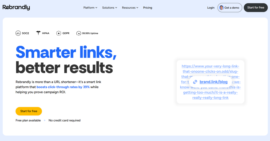 Rebrandly Homepage