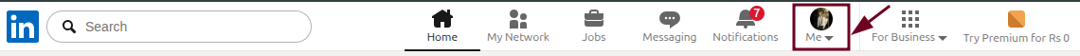 Me icon on the LinkedIn web app