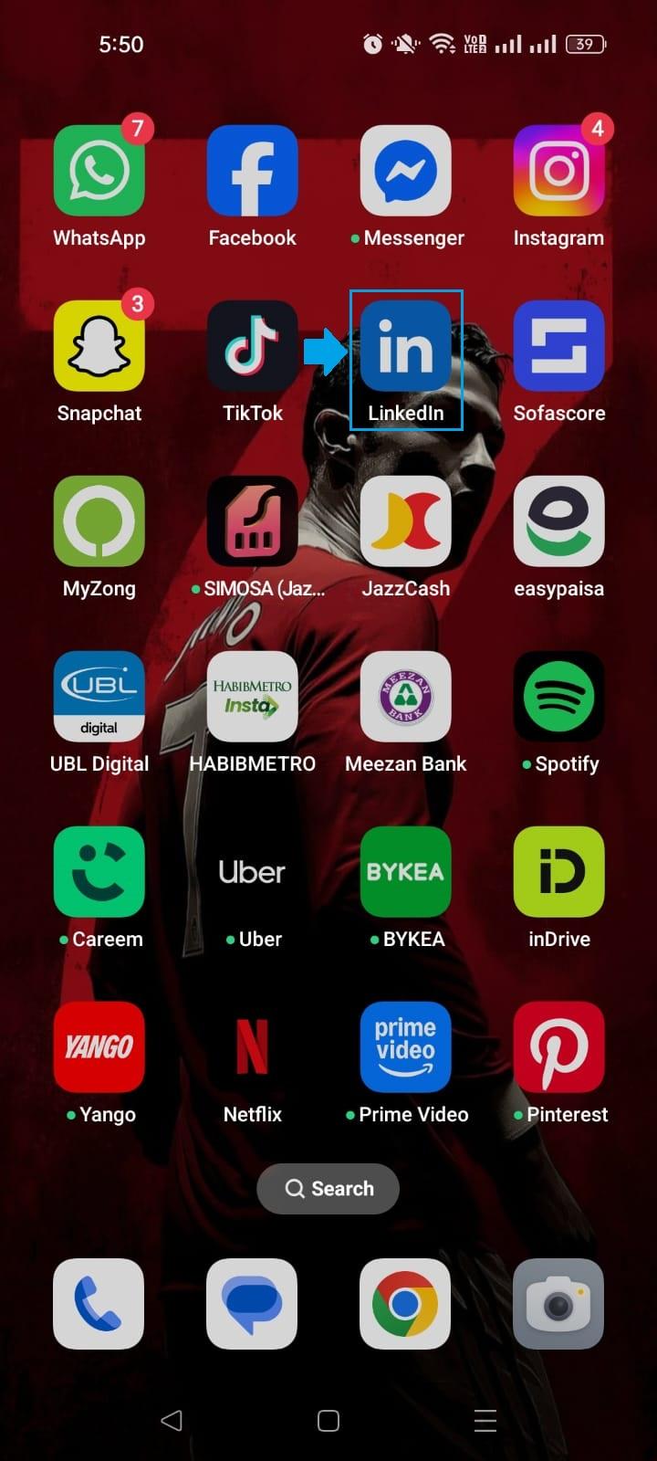 Open the LinkedIn app