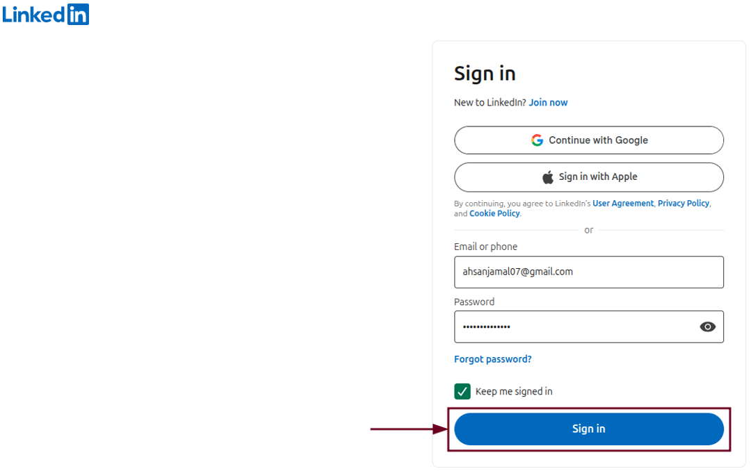 Sign in to your LinkedIn account on desktop