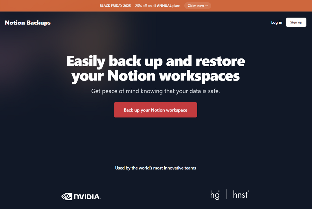 Notion Backups Black Friday Sale 2025
