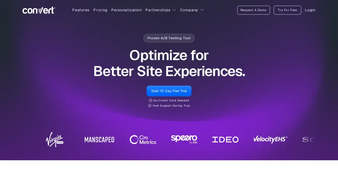 Convert Experiences homepage (checked October 2026)