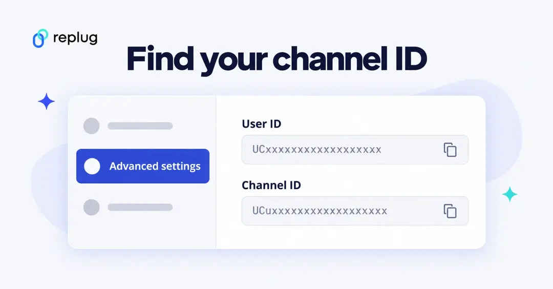 Find your YouTube channel ID: open Advanced settings to see your user ID and channel ID