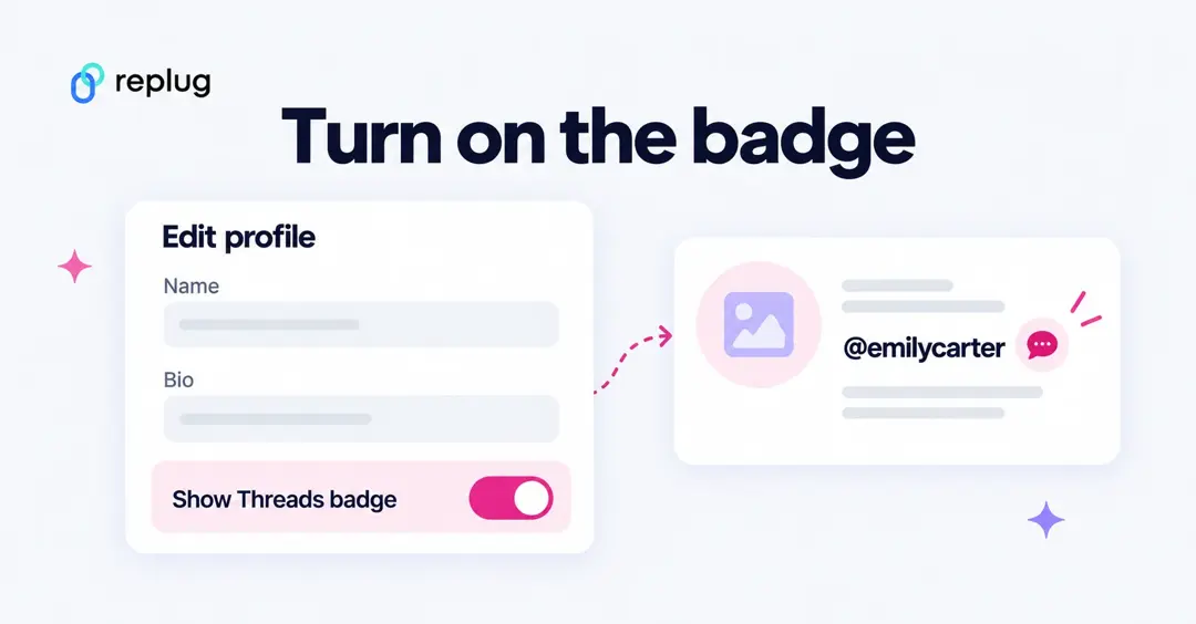 Turn on the Threads badge: in Instagram Edit profile switch on Show Threads badge and a badge appears next to @emilycarter