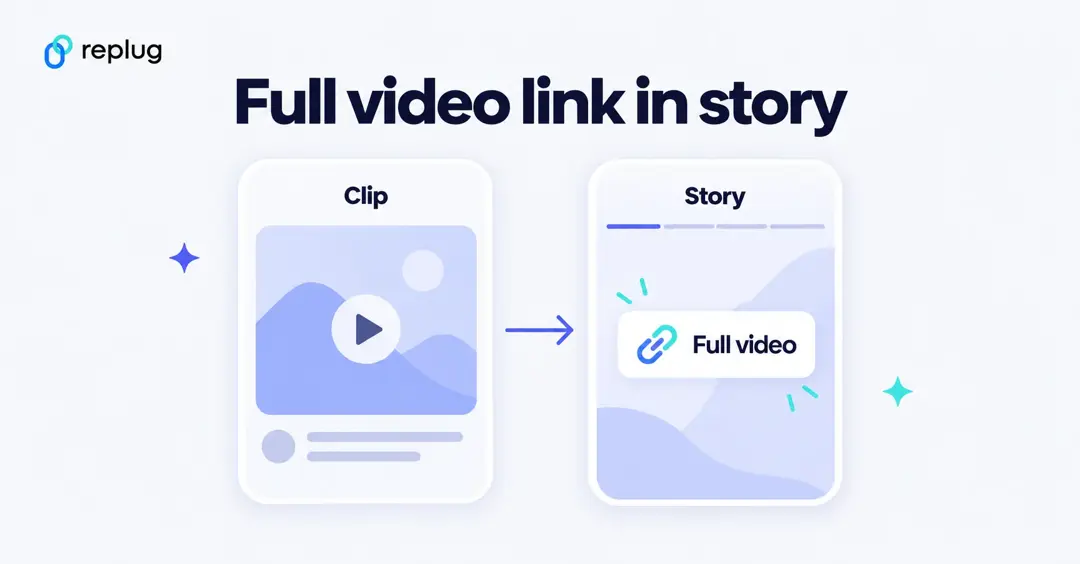 Full video link in story: a short clip points viewers to a story with a Full video link sticker