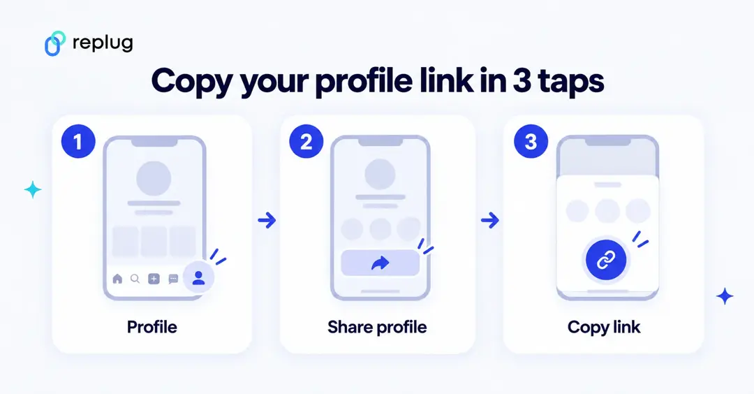 How to copy your TikTok profile link in 3 taps: Profile, Share profile, Copy link