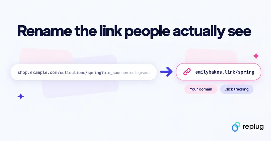Rename the link people see: a long tracking URL turned into a short branded link on your own domain with click tracking