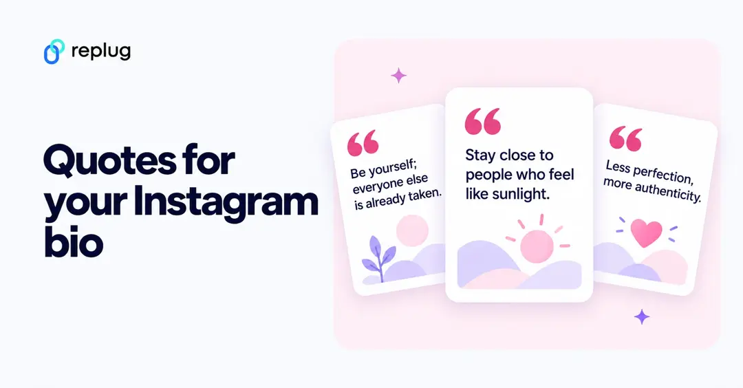 Quotes for your Instagram bio shown on three quote cards
