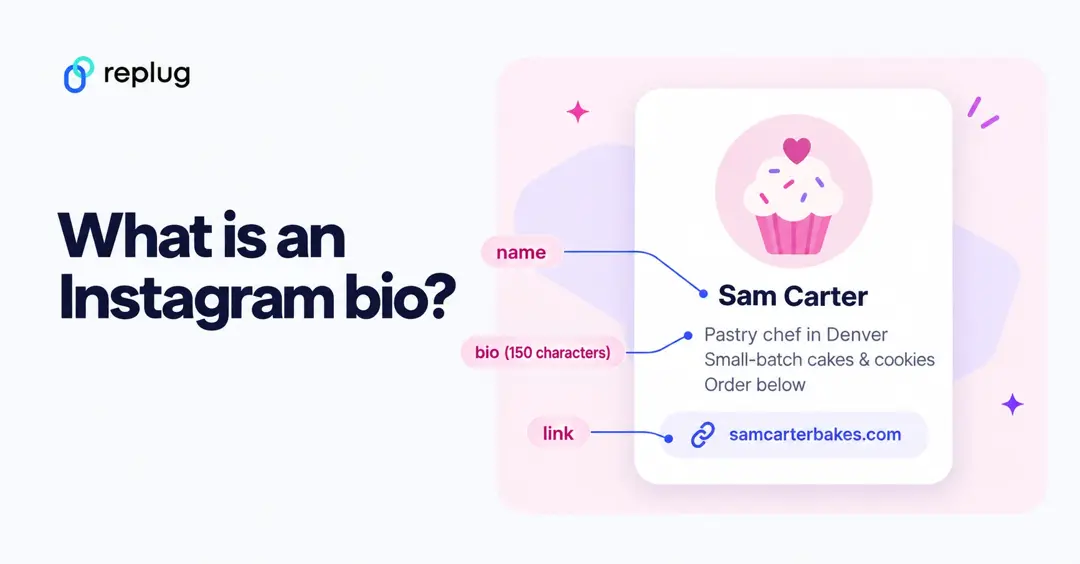 What is an Instagram bio: a profile card showing the name, the 150-character bio and the link
