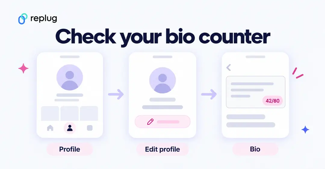 Check your TikTok bio counter: Profile, then Edit profile, then Bio, where the counter shows characters used, such as 42/80