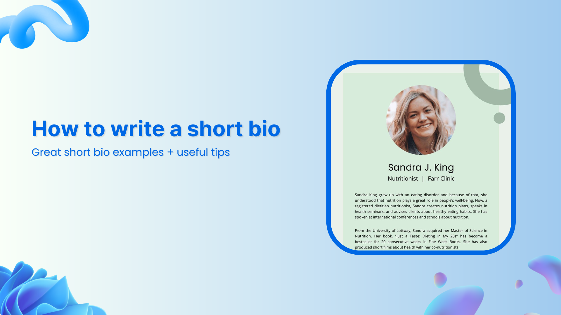 Suspect Bio Example How to write a short bio: Best short bio examples & key tips